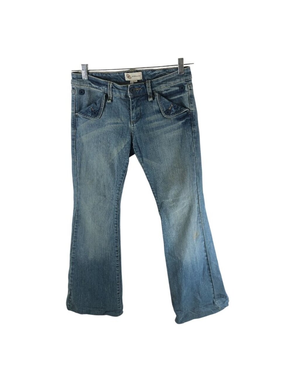 BCBGeneration Womens Distressed Flare Jeans Size 27 Medium Wash Stretch Denim
